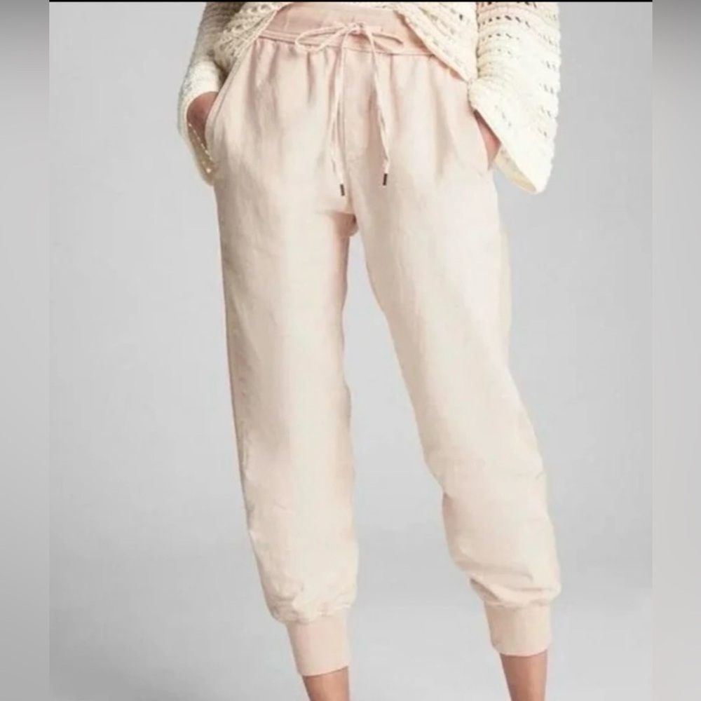 GAP Women’s Linen Blend Joggers Pink Fairy Size L